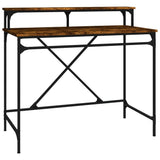 Desk Smoked Oak 100x50x90 cm Engineered Wood and Iron 826701