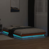 LED Bed Frame without Mattress Wax Brown 120x190 cm Small Double Solid Wood 844421