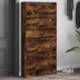 Shoe Cabinet with 4 Flip-Drawers Smoked Oak 80x21x163.5 cm 3214368
