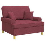 Armchair with Cushions Wine Red Fabric 42043507