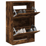 Shoe Cabinet Smoked Oak 60x34x96.5 cm Engineered Wood 839949