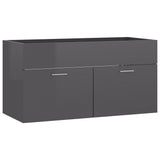 Sink Cabinet with Built-in Basin High Gloss Grey Engineered Wood 3070846
