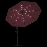 Cantilever Garden Parasol with LED Lights Bordeaux Red 350 cm 313782