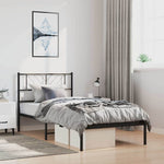 Metal Bed Frame without Mattress with Headboard Black 100x200cm 372174