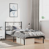 Metal Bed Frame without Mattress with Headboard Black 100x200cm 372174