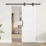 Sliding Door 73.5 x 198.5 cm Engineered Wood White and Black 3450108