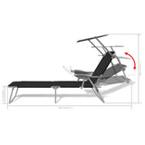 Sunlounger Black Powder-coated steel Medium Foldable 42932