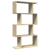Room Divider Bookcase 4-Tier Sonoma Oak 70x24x129 cm Engineered Wood 858104