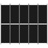 5-Panel Room Divider Black 250x220 cm Fabric 350253