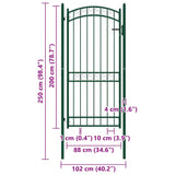 Fence Gate with Arched Top Steel 102x136 cm Green 146367