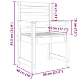Garden Chairs 2 pcs White 60x48x91 cm Solid Wood Pine 824054