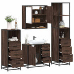 ZNTS 4 Piece Bathroom Furniture Set Brown Oak Engineered Wood 3301289