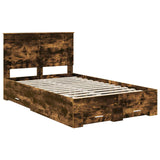 Bed Frame with Drawer Smoked Oak 120 x 200 cm Engineered Wood 3409680