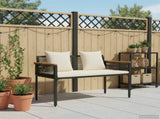 Outdoor Bench Black and Cream White 117 x 54 x 74.5 cm 42025238