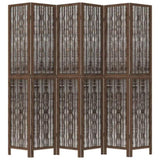 Room Divider 6 Panels Dark Brown Solid Wood Paulownia 358668