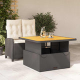2 Piece Garden Dining Set with Cushions Black Poly Rattan 3277379