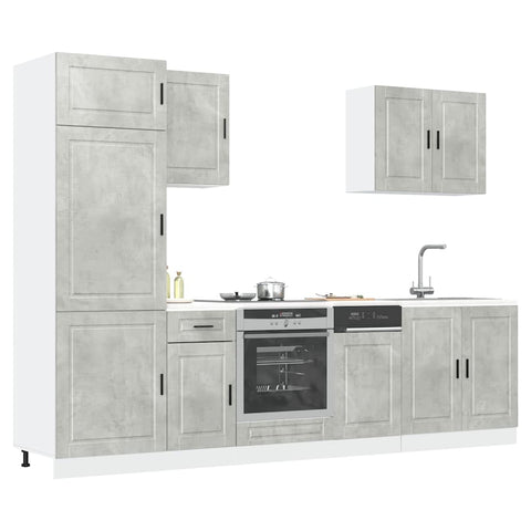 ZNTS 7 Piece Kitchen Cabinet Set Kalmar Concrete Grey Engineered Wood 3314785