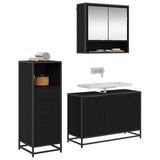 Bathroom Furniture Set 3 pcs Black Oak Engineered Wood 3402410