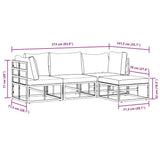 Garden Sofa Set with Cushion 4 pcs Black Aluminium 3378860