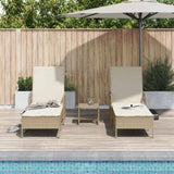 Sun Lounger Reclining 3 pcs Beige and Cream White Poly Rattan 365436