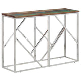 Console Table Silver Stainless Steel and Solid Wood Reclaimed 350000