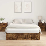Bed Frame with Storage Smoked oak 140 x 190 cm Engineered wood 3335433