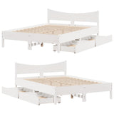 Bed Frame with Drawers White 120x200 cm Solid Wood Pine 3301909