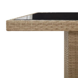 Garden Table with Glass Top Beige Poly Rattan&Tempered Glass 319557