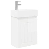 Bathroom Vanity Unit with Tap High Gloss White 889485