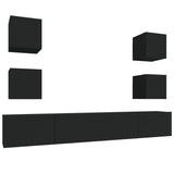 TV Cabinet Set Set of 6 Black Engineered wood Standard 3114263