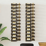 Wall Mounted Wine Rack for 36 Bottles 2 pcs Gold Iron 340890