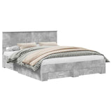Bed Frame Concrete Grey 160 x 200 cm Engineered Wood 3410873