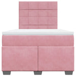 ZNTS Box Spring Bed with Mattress Pink 120x190 cm Small Double Velvet 3290863