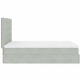 Ottoman Bed with Mattresses Light Grey 140x200cm Velvet 3313475