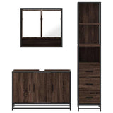 3 Piece Bathroom Furniture Set Brown Oak Engineered Wood 3301164