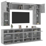 6 Piece TV Wall Cabinet Set with LED Lights Concrete Grey 3216800