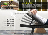 Outdoor PE Rattan Sun Lounger, Folding Wicker Garden Lounger Recliner with 4-Level Adjustable T3398P314706