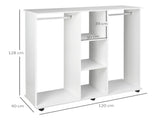Open Wardrobe Double Mobile Storage Shelves Organizer W/6 Wheels-White T3398P343294