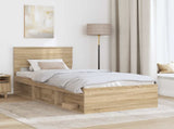 Bed Frame with Headboard Sonoma Oak 90 x 200 cm Engineered wood 3407933