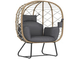 Rattan Chair Outdoor Indoor Wicker Chair with Thickened Cushion and Headrest, Standing Garden T3398P327903