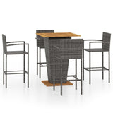 Garden Bar Set Grey PE rattan, powder-coated steel, solid acacia wood 3064871