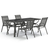 Garden Dining Set Grey and Black Powder-coated steel Large 3095982