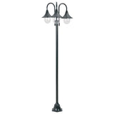 Garden Post Light E27 220 cm Aluminium 3-Lantern Dark Green 44216