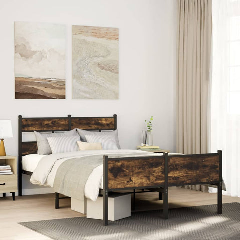 Bed Frame without Mattress Smoked Oak 120x190 cm Small Double Engineered Wood 4017233