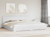 Bed Frame with Headboard White 200 x 200 cm Engineered Wood 3411264