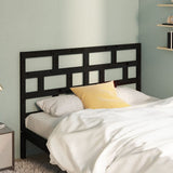 Bed Headboard Black 141x4x100 cm Solid Wood Pine 814193
