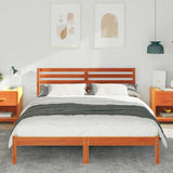 Bed Frame with Headboard Wax Brown 140 x 200 cm Solid Pine Wood 872289