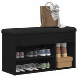 Shoe Bench with Shelf Black 80 x 30 x 45 cm Engineered wood 862989