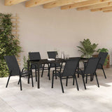 Garden Dining Set 7 pcs Black Powder-coated Steel 3379119