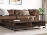 Coffee Table Brown Oak 100x100x30 cm Engineered Wood and Metal 848778